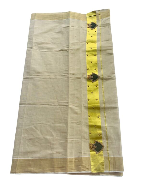 Kuthampully Kerala Kasavu Sarees For Women | Handcrafted Aari work Palakka Kerala Sarees | Tissue Onam Saree With Running Blouse | South Indian Sarees | Women's Zari Kasavu | EKM-596 (Black)